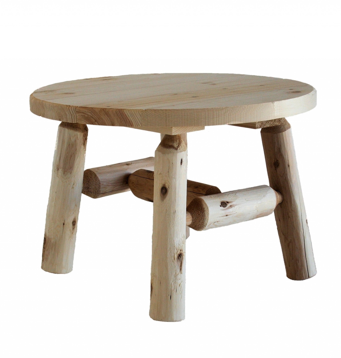 370292 25 in. Rounded Solid Wood Outdoor Coffee Table, Natural