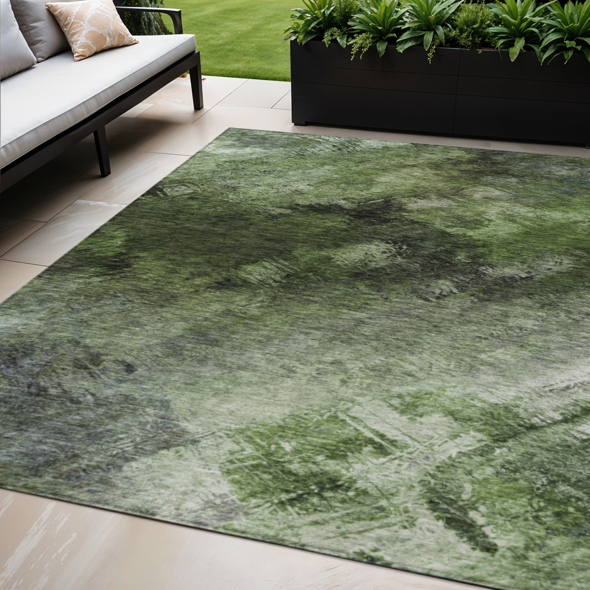 UPC 608219084233 product image for 577506 5 x 8 ft. Abstract Washable Indoor & Outdoor Rectangle Area Rug, Gree | upcitemdb.com