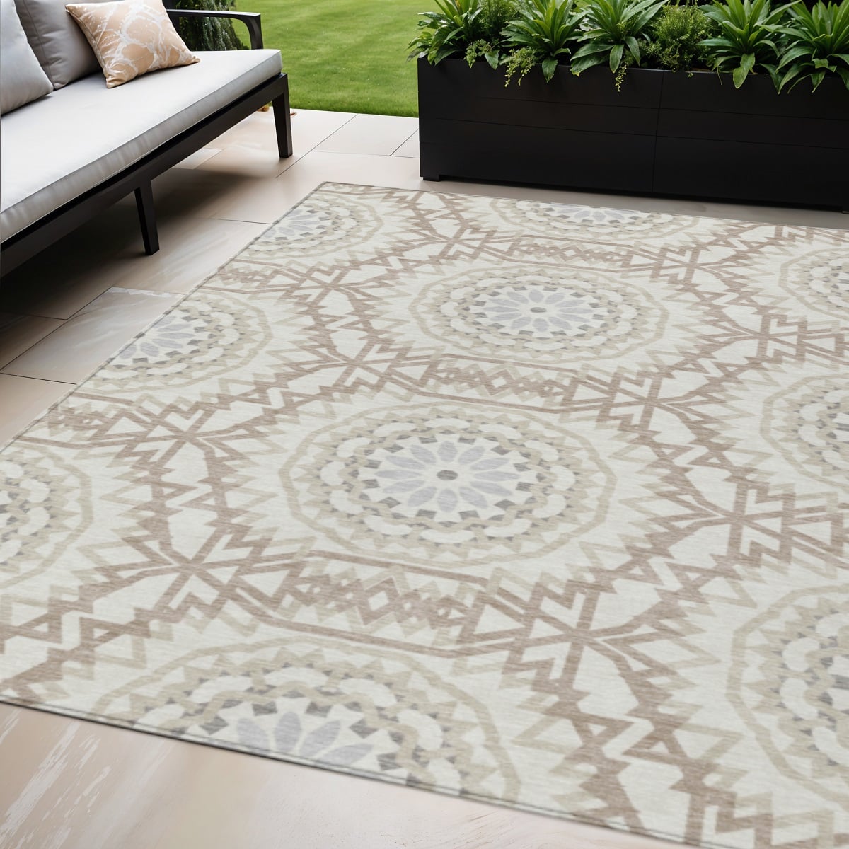 UPC 608219284510 product image for 578629 5 x 8 ft. Floral Medallion Washable Indoor & Outdoor Rectangle Area Rug&# | upcitemdb.com