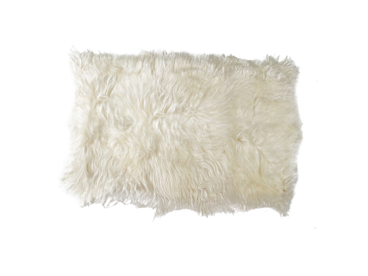 316916 4 X 6 In. Sheepskin Square Patch Rug - White