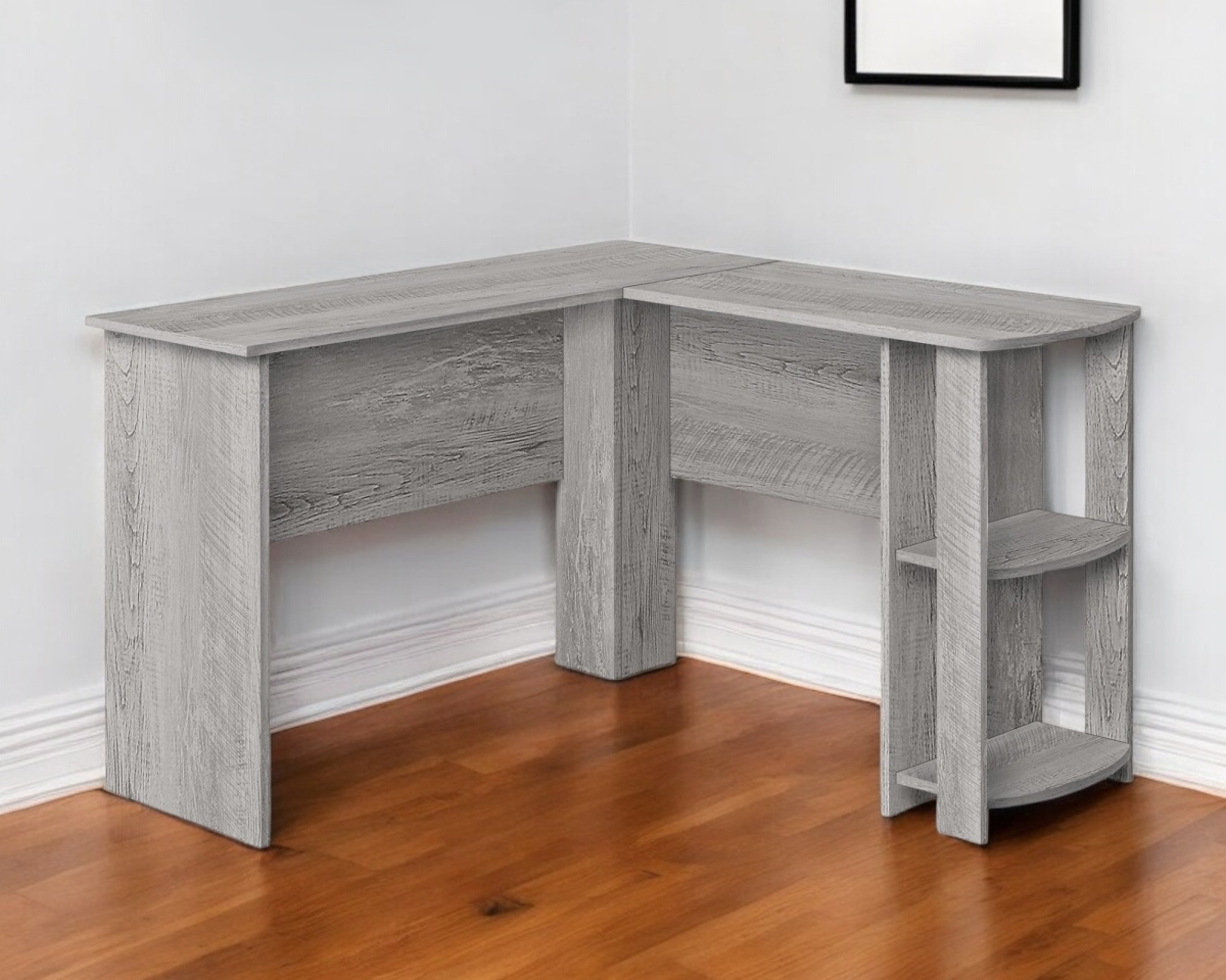 489884 47 in. Gray Wood L Shape Computer Desk