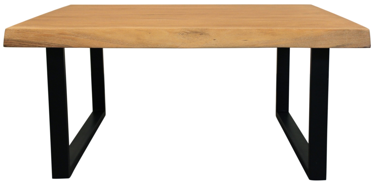 558160 39 in. Natural & Black Solid Wood & Iron Square Distressed Coffee Table