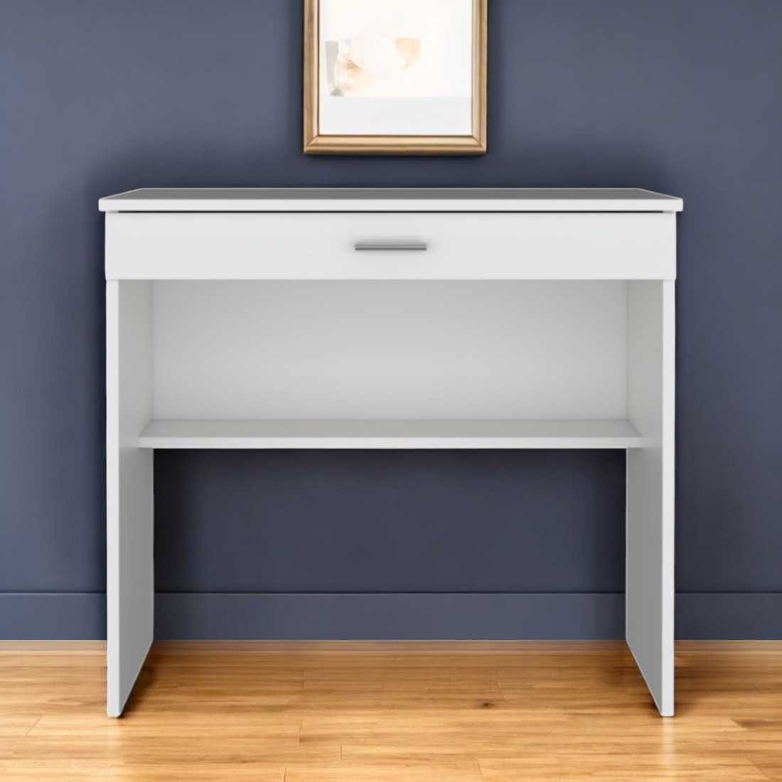 546421 32 in. White Wood Computer Desk with Drawer