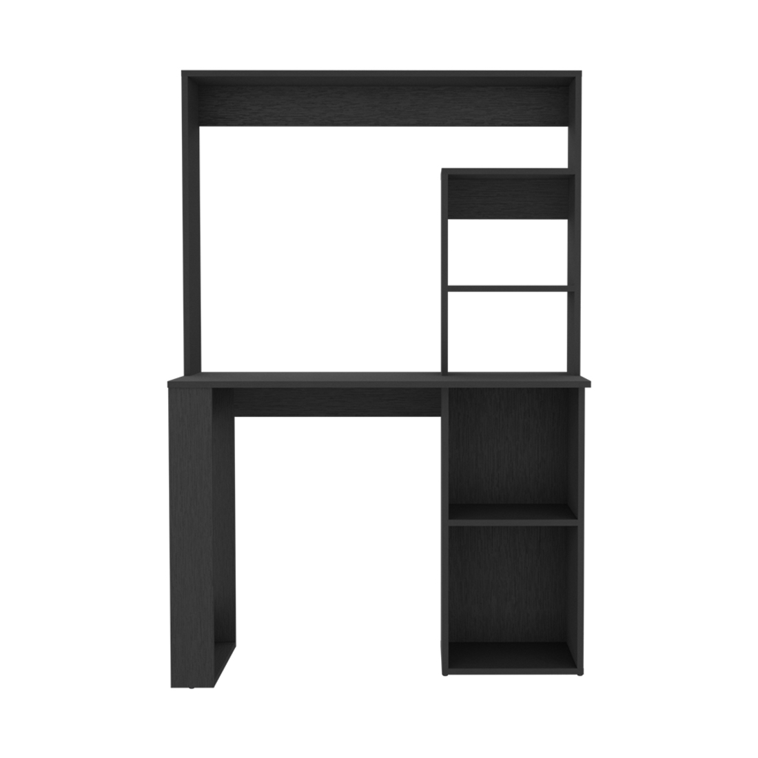 526175 58 in. Black Wood Computer Desk with Hutch