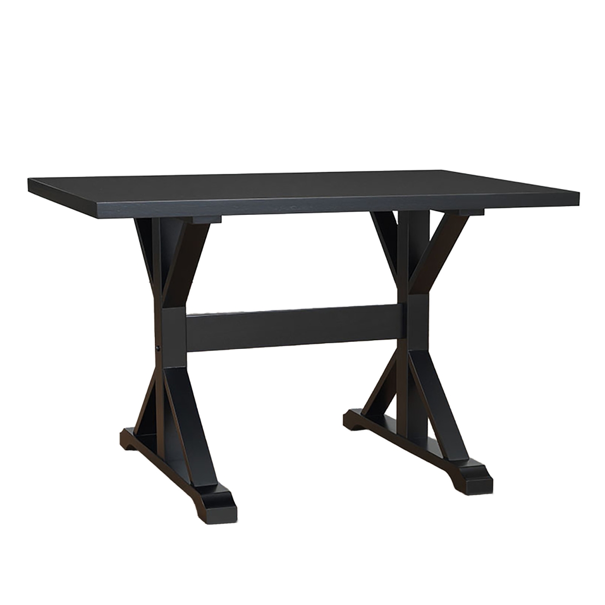 516429 48 in. Black Solid Wood Trestle Writing Desk