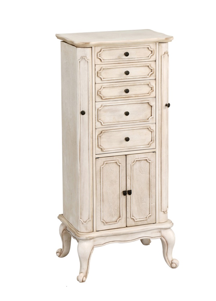 Home Roots 320553 Mirrored Jewelry Armoire - Antique White