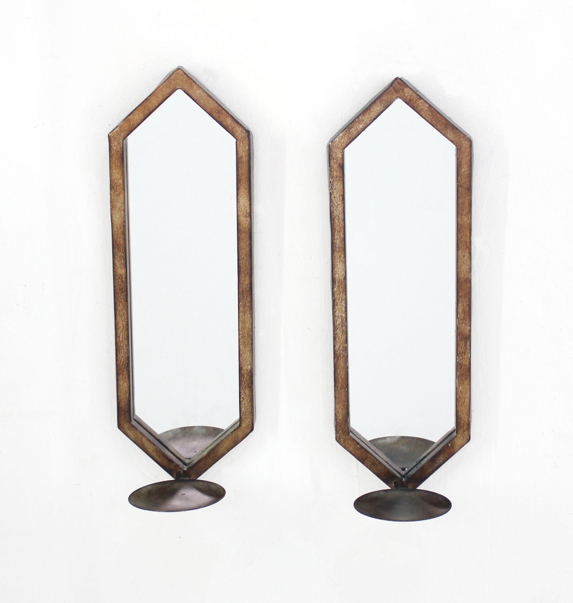 Home Roots 274479 Minimalist Mirrored Wall Candle Holder Sconce Set