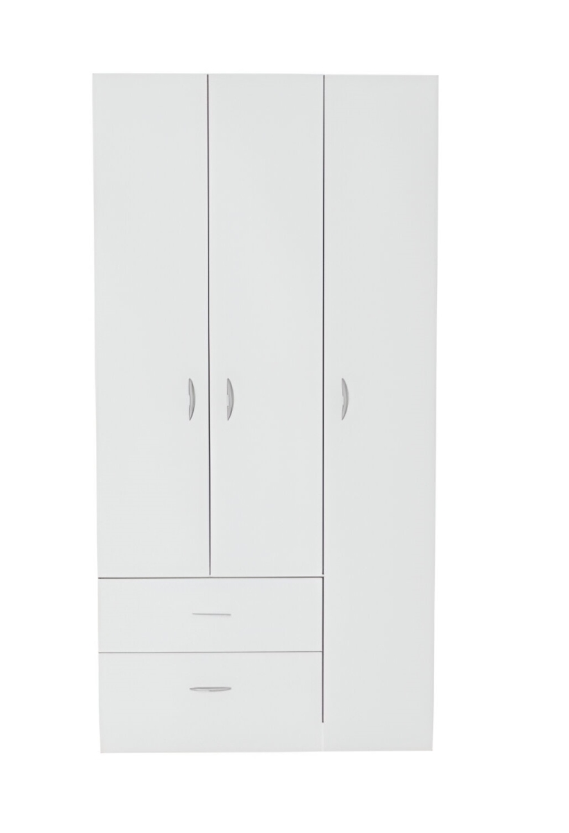 534932 71 in. White Three Door Two Drawer Combo Dresser
