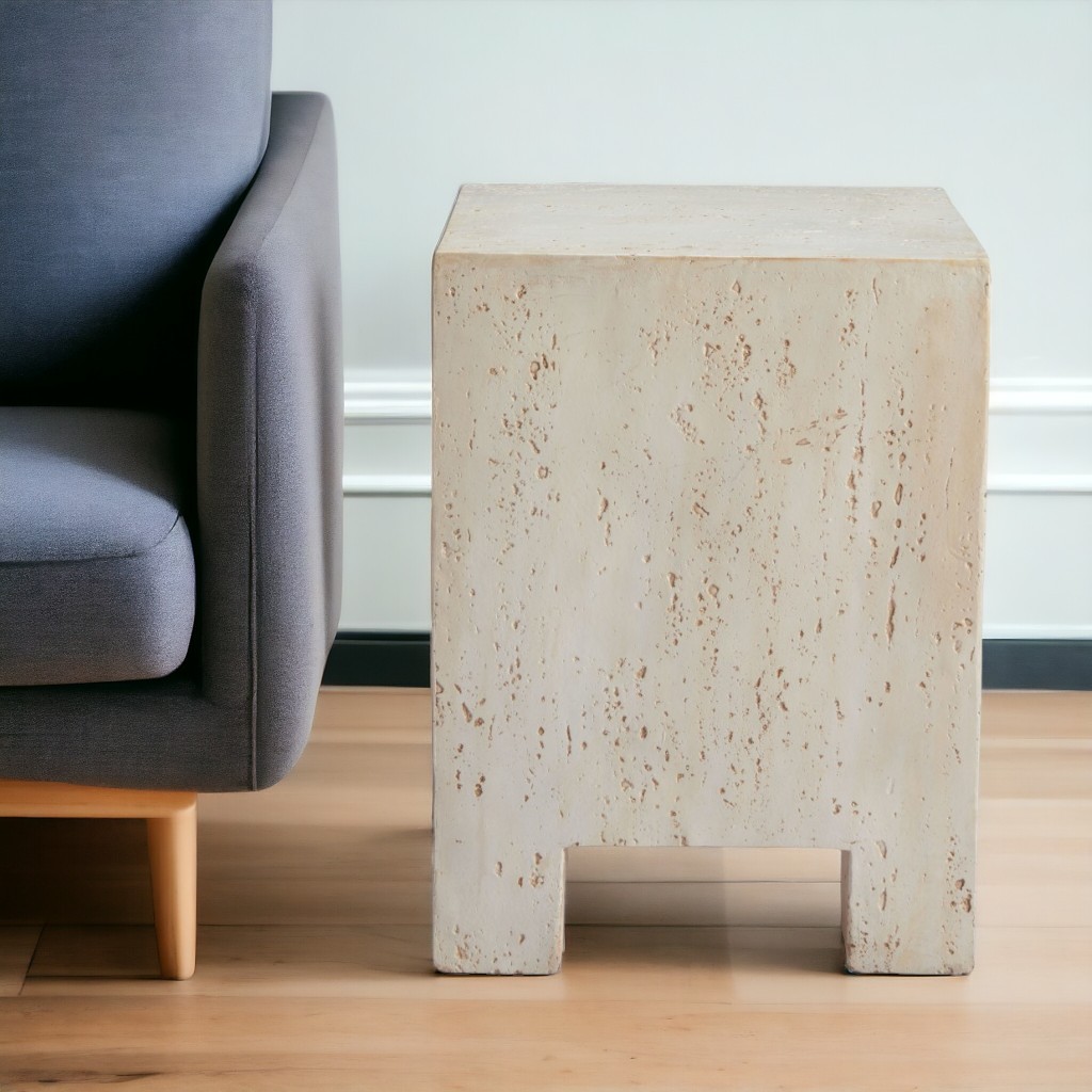 556510 20 in. Beige Faux Stone Square End Table