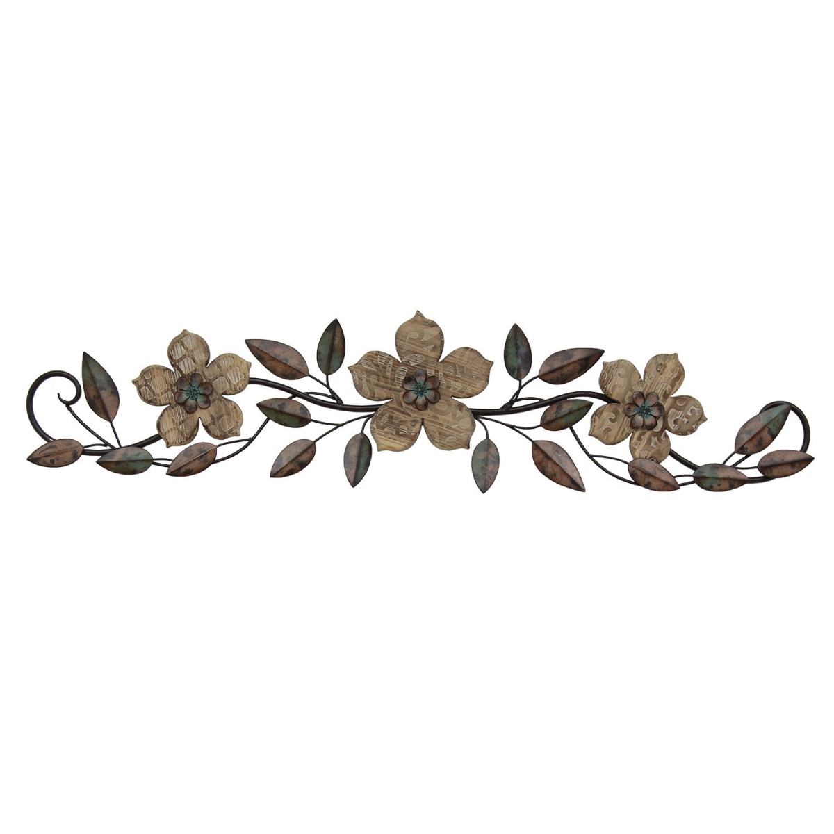 Home Roots 321060 Floral Patterned Wood Over The Door Wall Decor, Multicolor