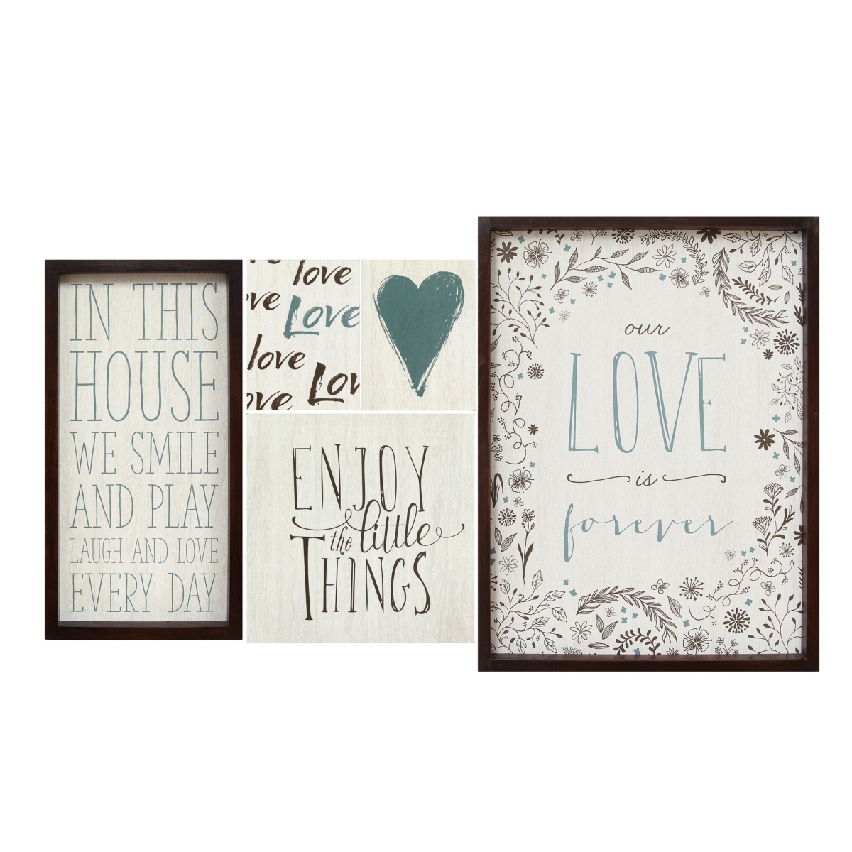 Home Roots 321080 Love Is Forever Wall Art, Multicolor - Set Of 5