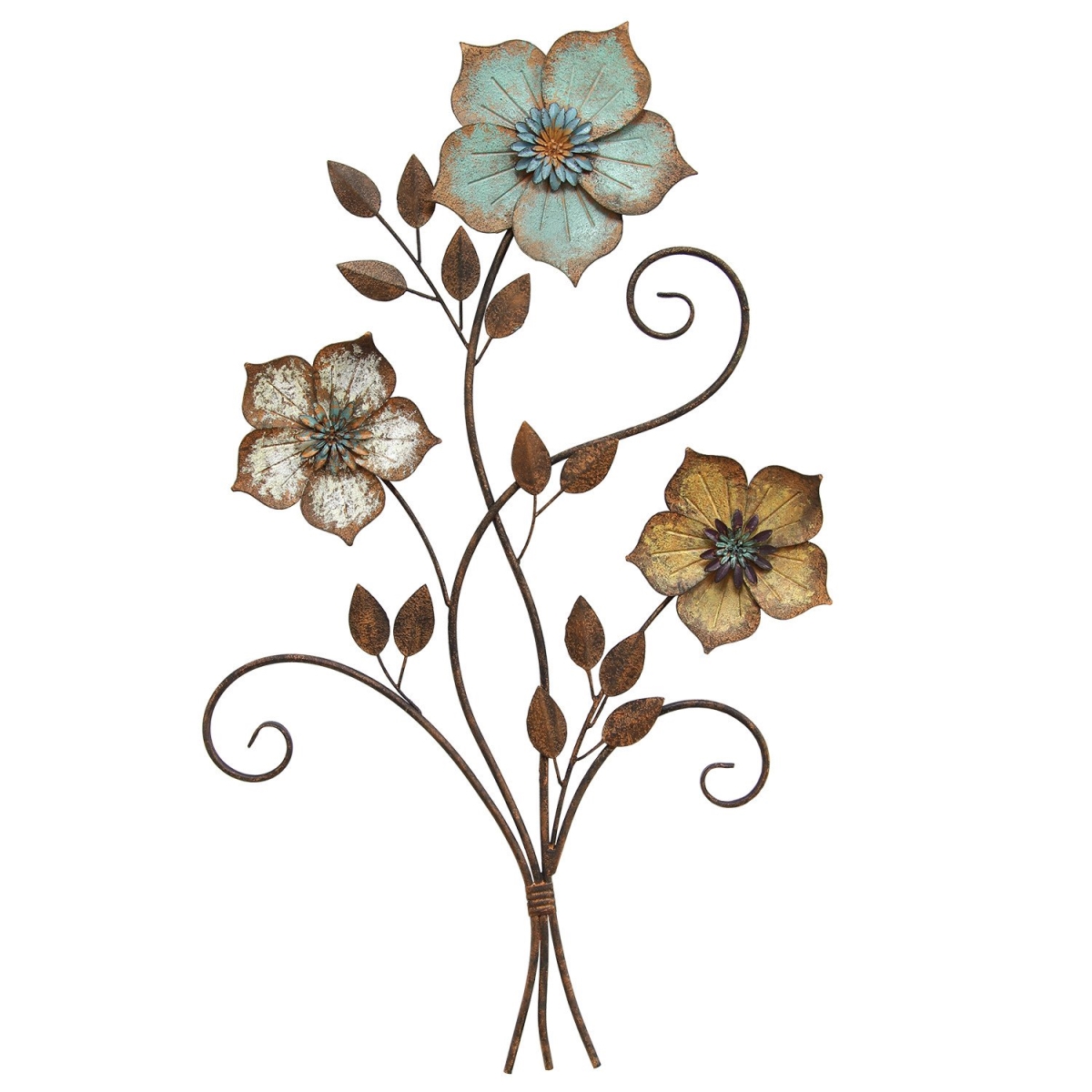 Home Roots 321086 Tricolor Flower Wall Decor, Multicolor