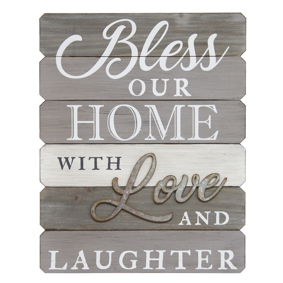 Home Roots 321116 Bless Our Home With Love & Laughter Wall Art, Grey