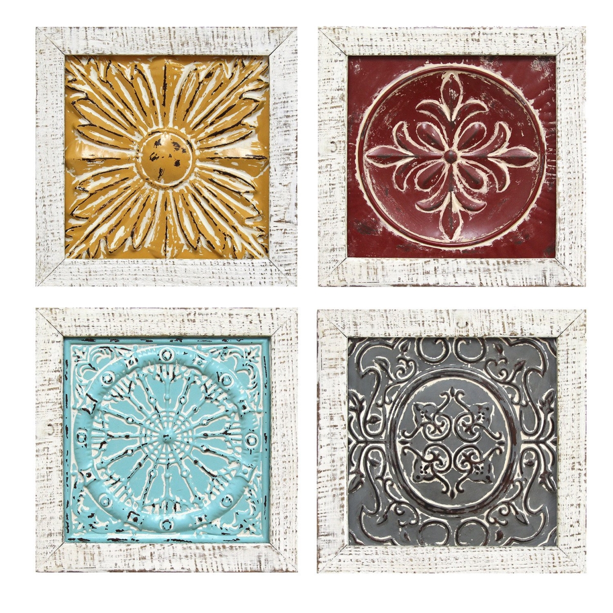 Home Roots 321131 Accent Tile Wall Art, Multicolor - Set Of 4