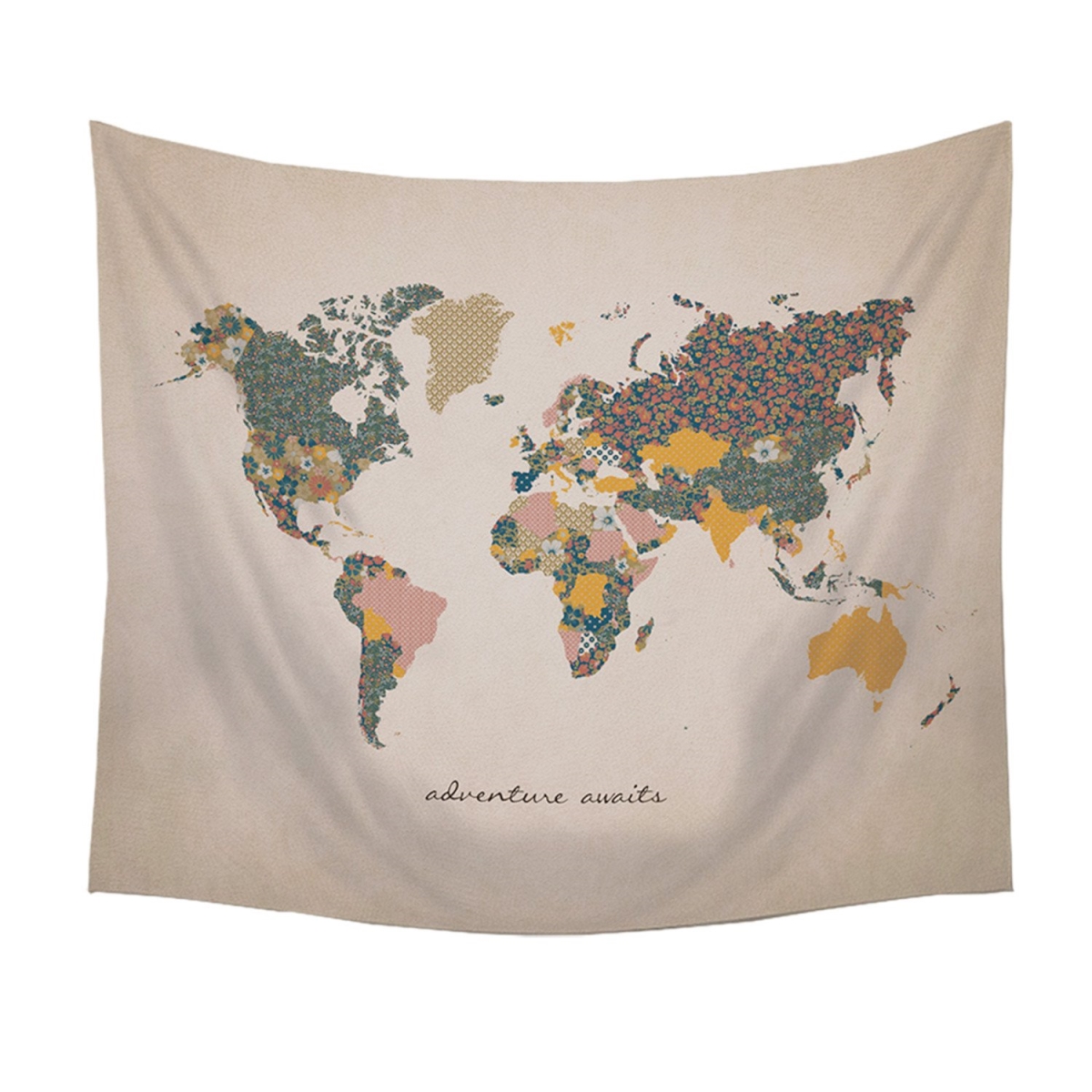 Home Roots 321154 Adventure Await Map Wall Tapestry, Multicolor