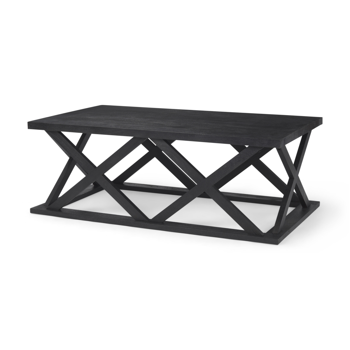 603248 48 in. Black Solid Wood Geo Frame Coffee Table