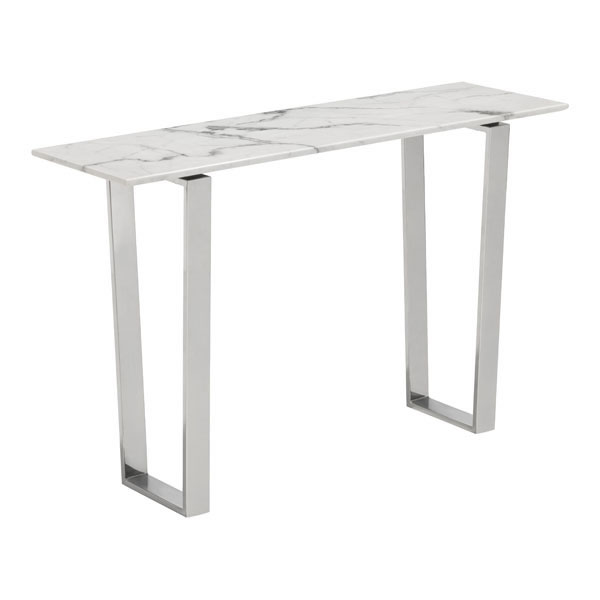 Home Roots 296146 Atlas Console Table Stone & Brushed, Stainless Steel