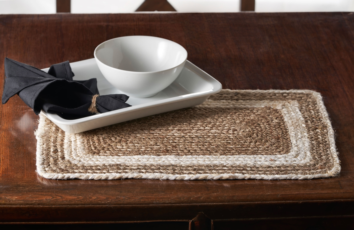 Picture of HomeRoots 534183 19 in. Natural & Ivory Geometric Braided Jute Placemats - Set of 4