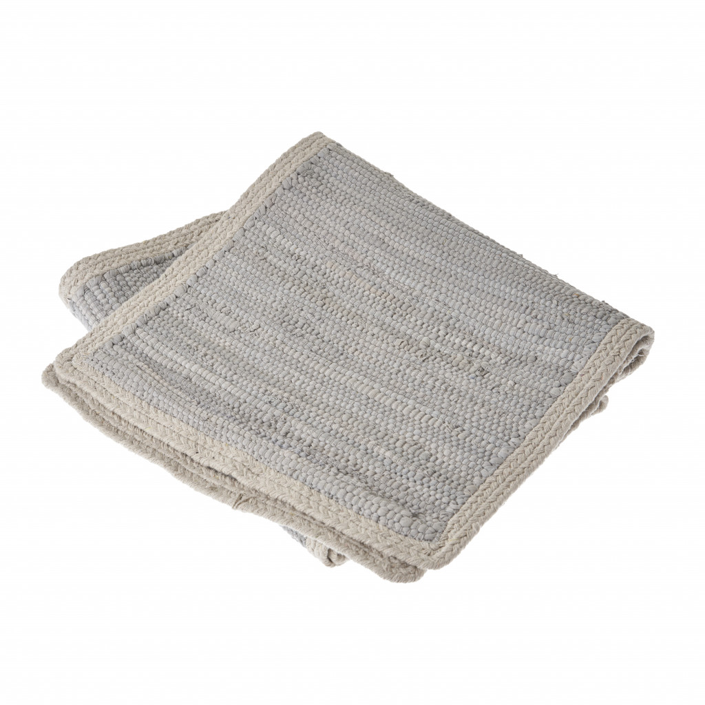 Picture of HomeRoots 517421 80 in. Light Gray & Natural Solid with Border Cotton Table Runner