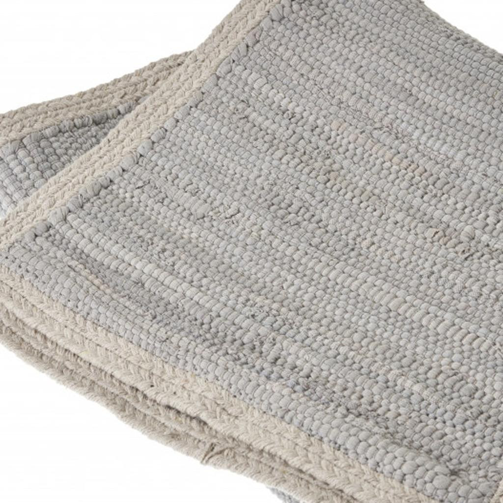 Picture of HomeRoots 517421 80 in. Light Gray & Natural Solid with Border Cotton Table Runner