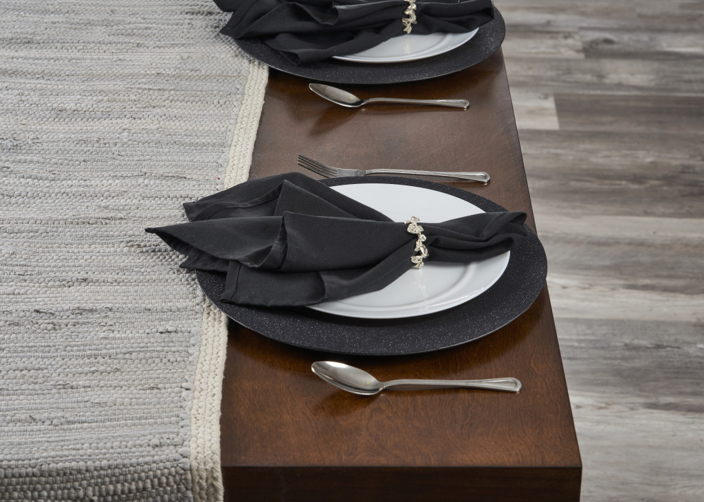 Picture of HomeRoots 517421 80 in. Light Gray & Natural Solid with Border Cotton Table Runner