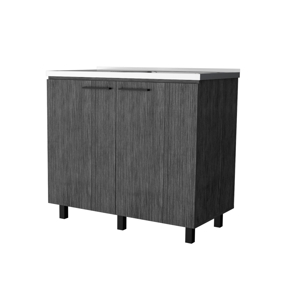 Picture of HomeRoots 553692 35 x 39 in. Gray & Silver Stainless Steel & Wood Utility Cabinet with Sink