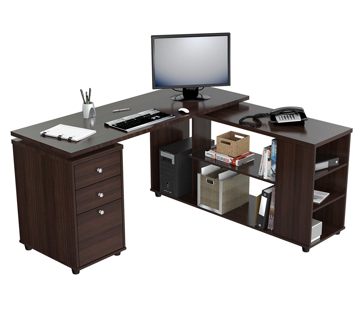 Home Roots 249808 L Shaped Computer Work Center, Espresso