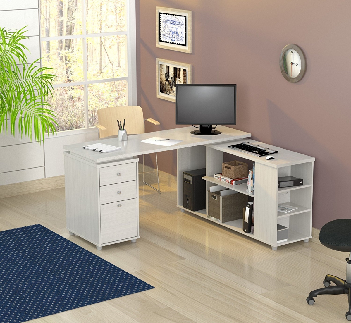Home Roots 249809 Beautiful L-shaped Computer Work Center, White