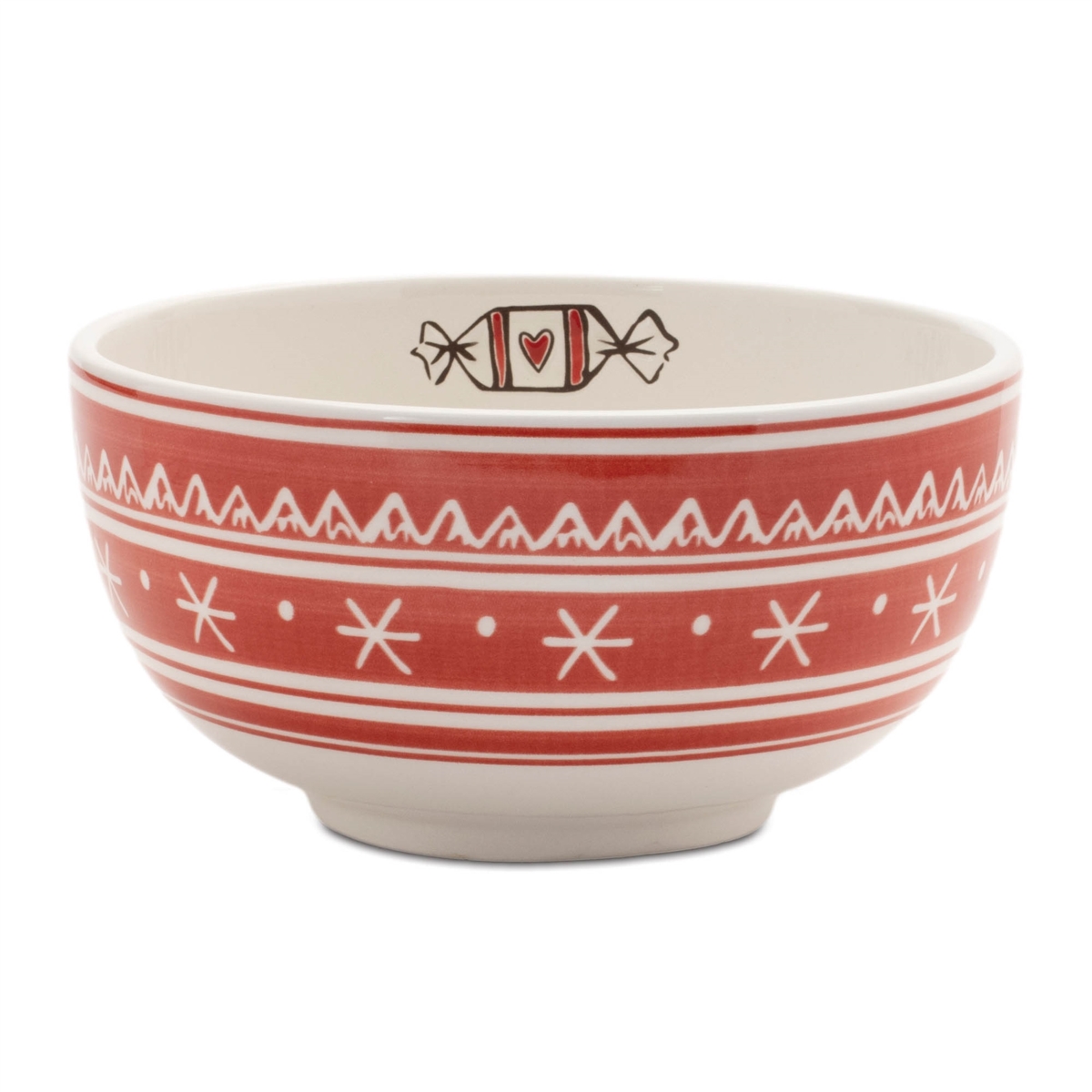 Picture of HomeRoots 638945 6 in. Red & White Ceramic Christmas Round Candy or Nut Bowls - Set of 4