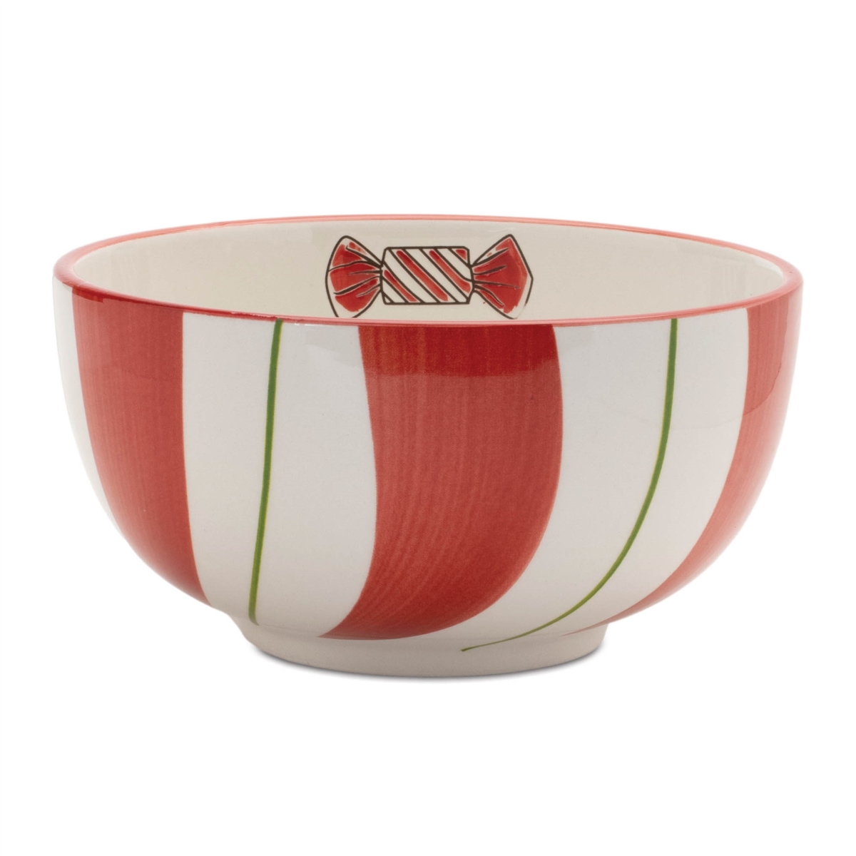 Picture of HomeRoots 638945 6 in. Red & White Ceramic Christmas Round Candy or Nut Bowls - Set of 4