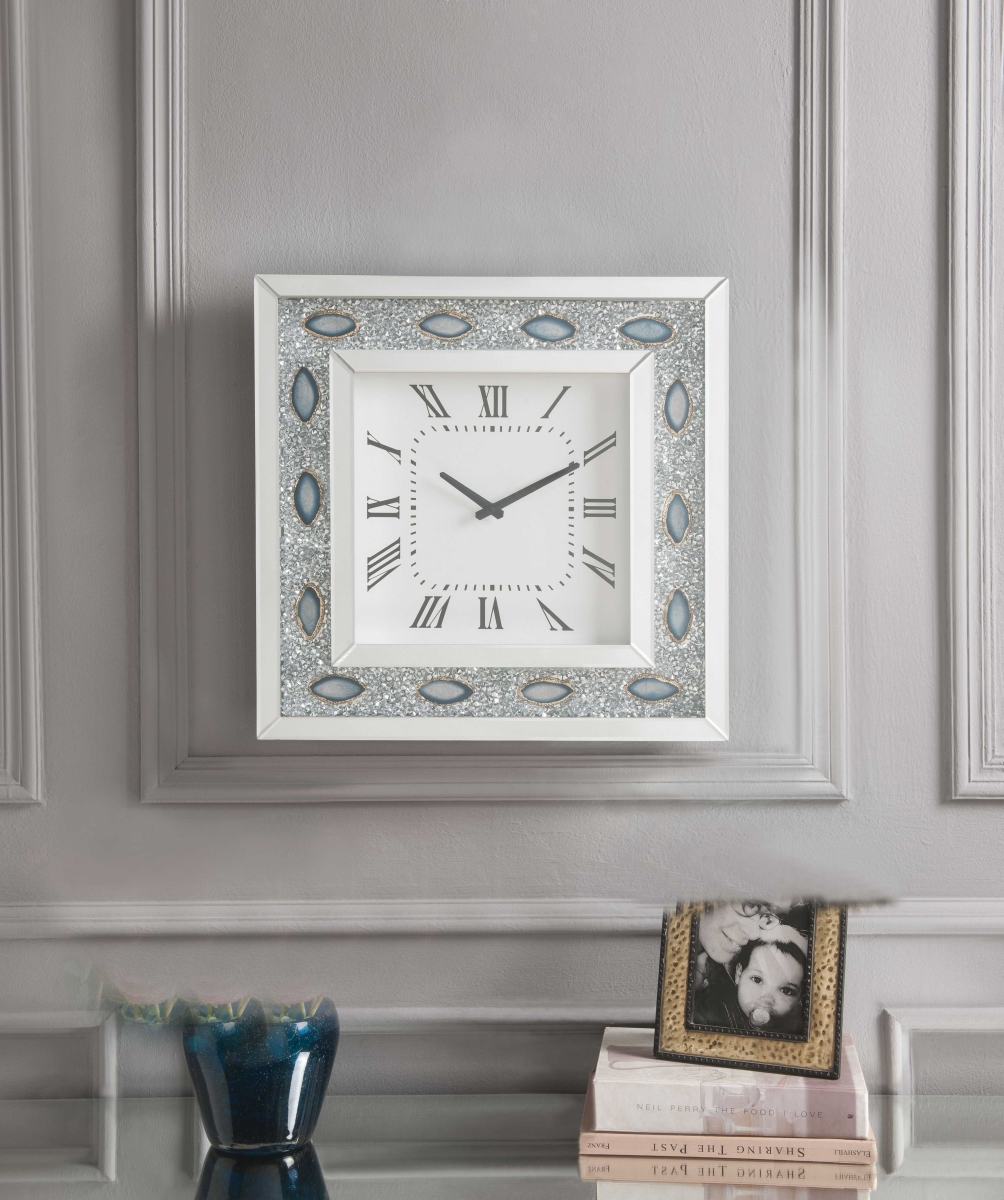 319107 Mirrored & Faux Agate Wall Clock