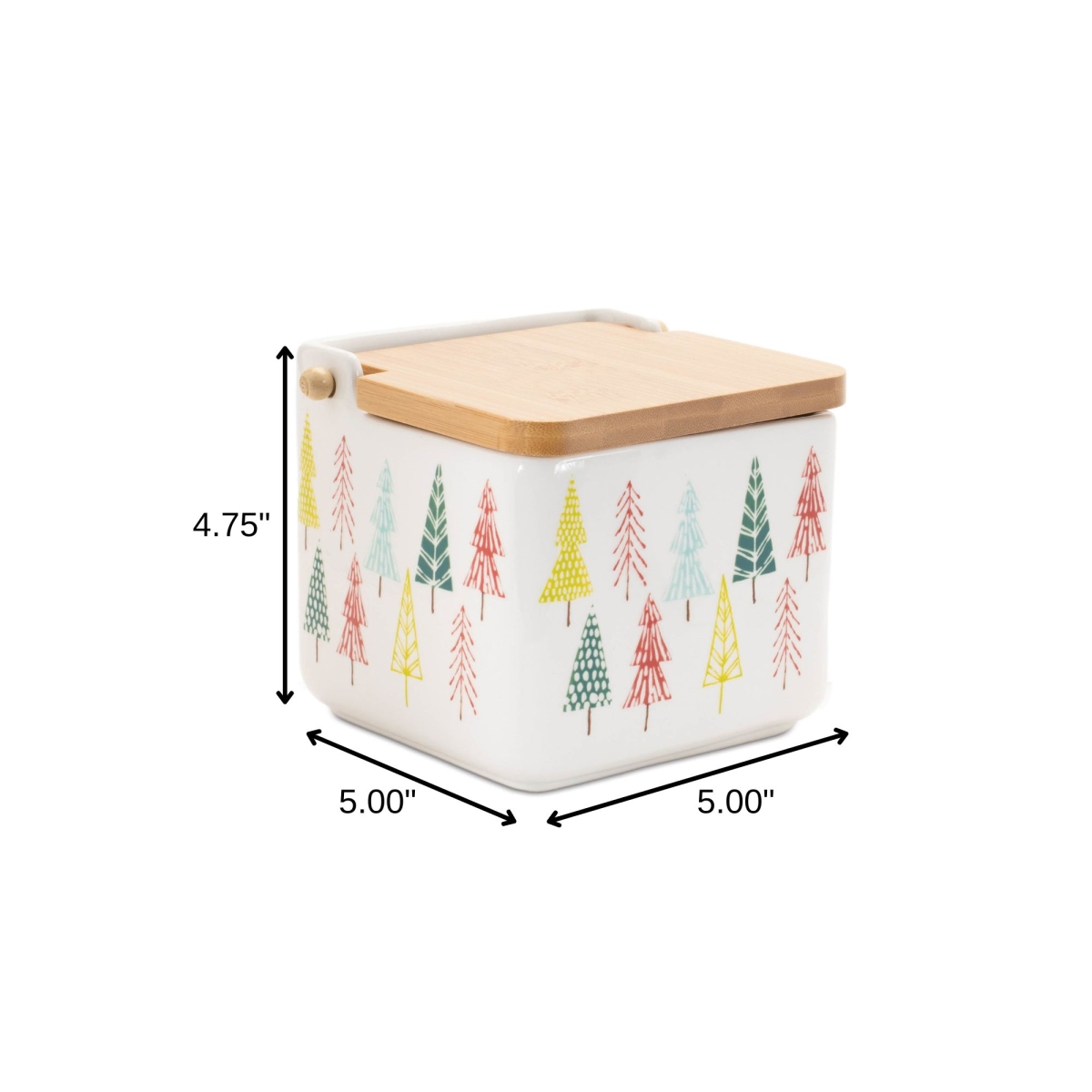 Picture of HomeRoots 638948 White Green & Red Ceramic & Wood Christmas Lidded Canisters - Set of 2