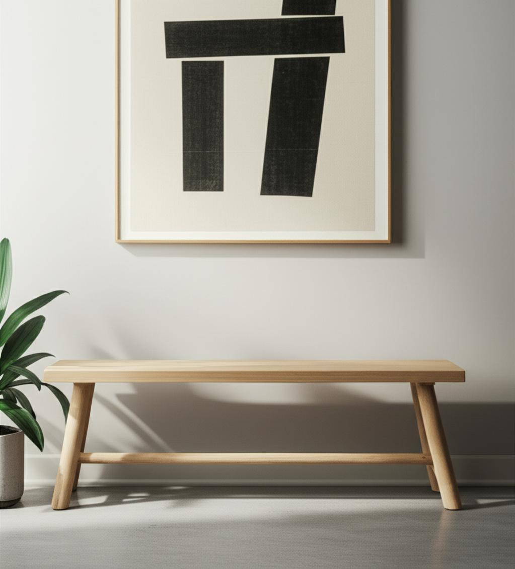606743 56 in. Natural Distressed Solid Wood Live Edge Bench
