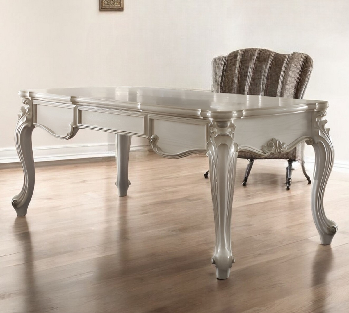 491396 32 x 72 x 35 in. White Wood Executive Desk with 3 Drawers