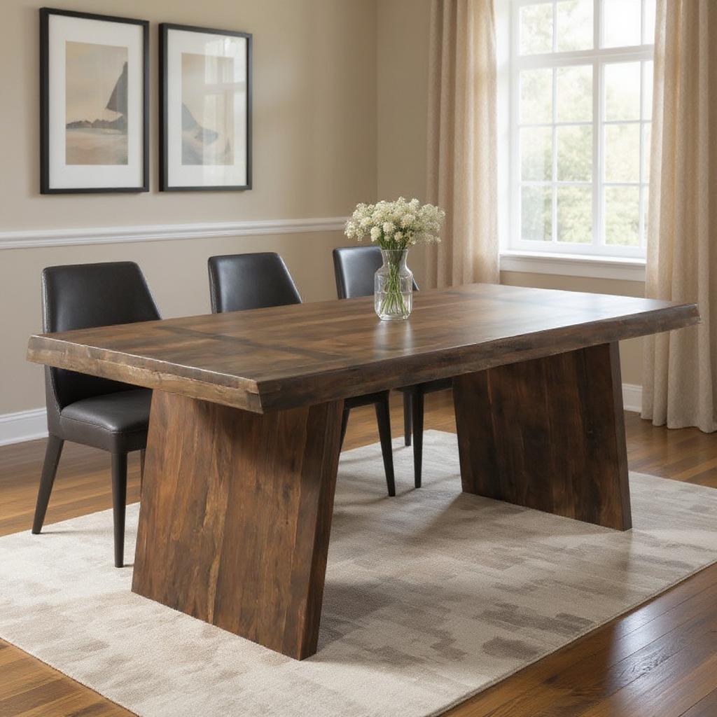 554337 30 x 75 x 38 in. Dark Brown Solid Wood Live Edge Dining Table