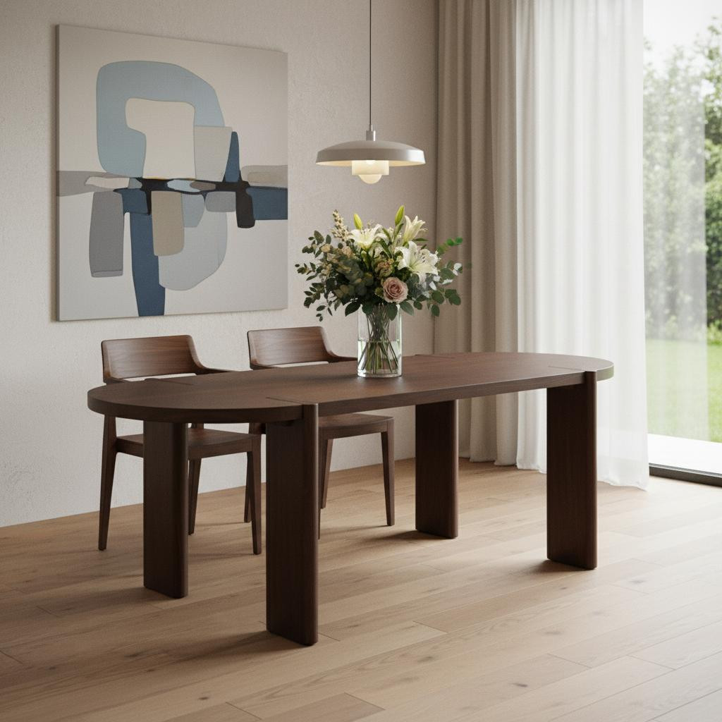 604021 30 x 91 x 38 in. Brown Wood Oval Dining Table