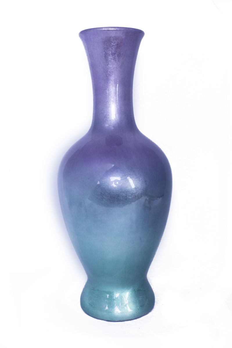 319698 20 In. Ombre Lacquered Ceramic Vase - Purple & Aqua