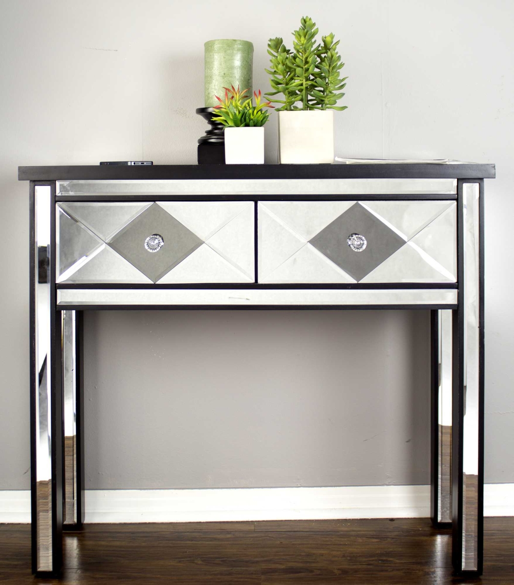 319730 2-drawer Mirrored Console Table - Black