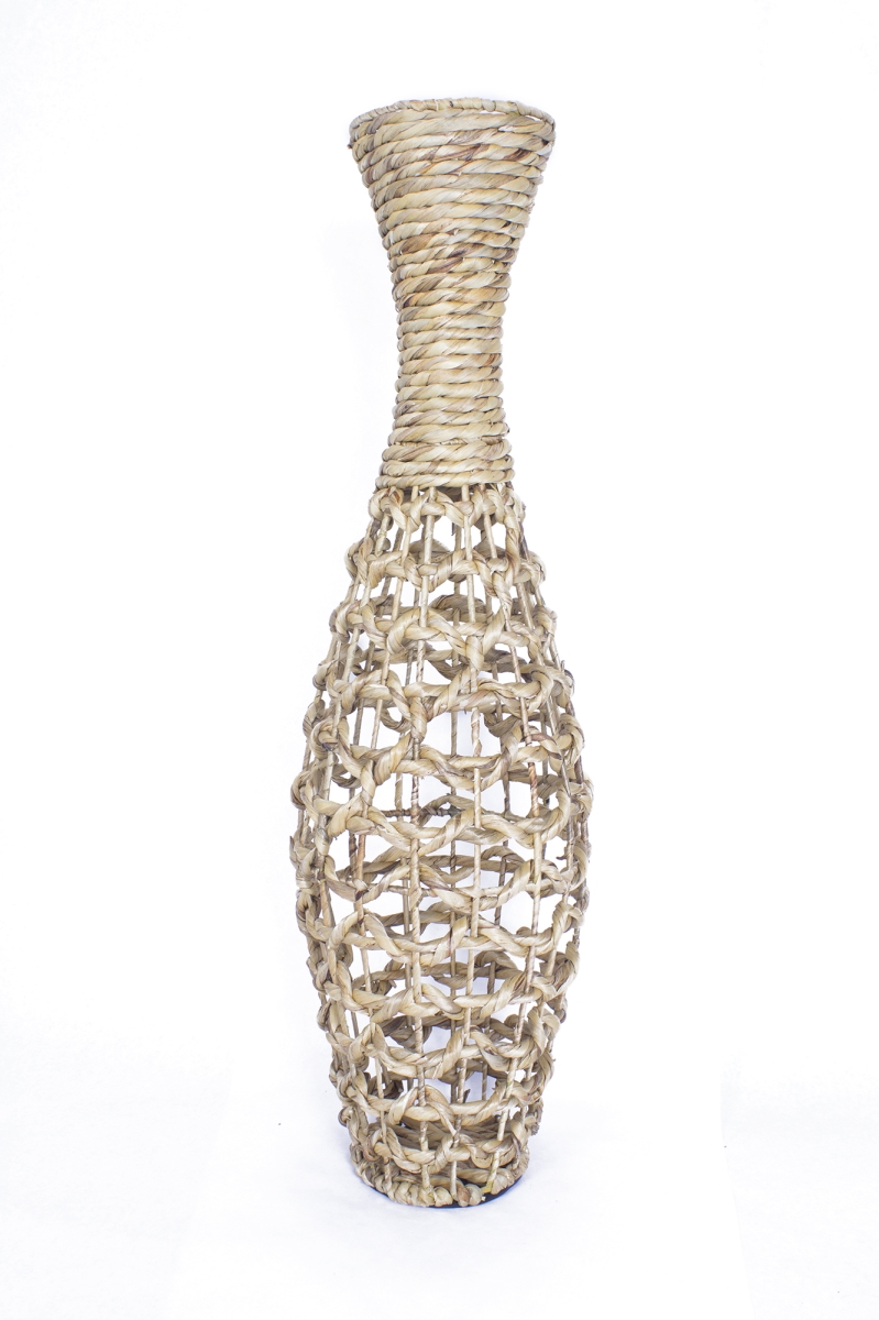 319755 36 In. Woven Floor Vase - Natural Water Hyacinth - Natural Water Hyacinth