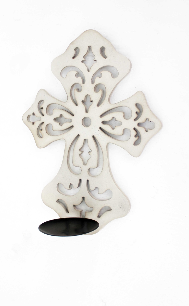 274562 Traditional Wooden Cross Candle Holder Sconce