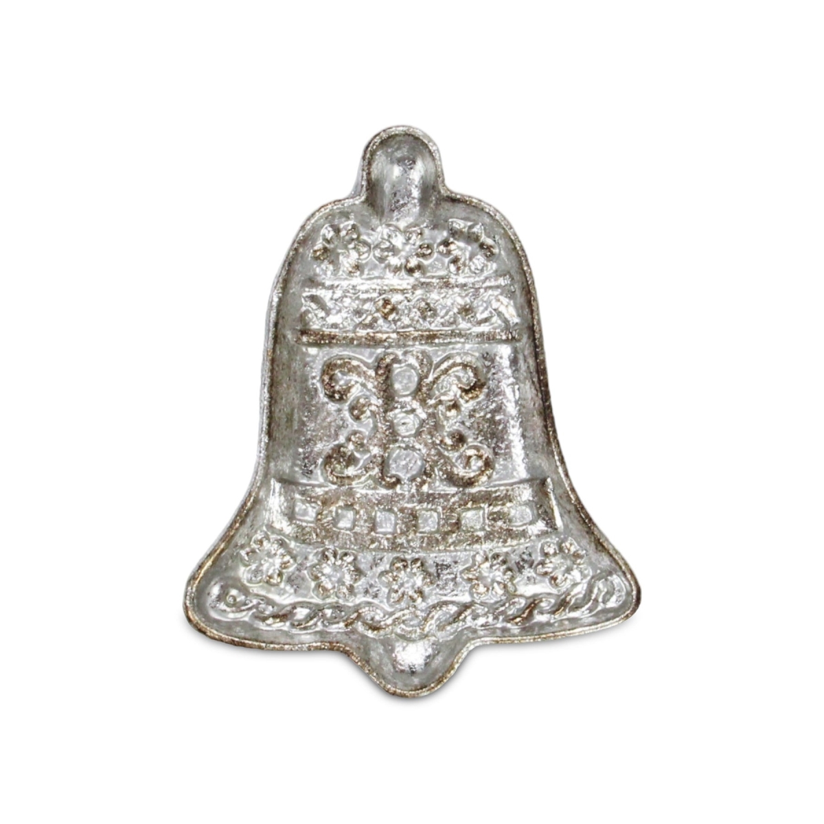 Picture of HomeRoots 634785 5 in. Silver Cast Iron Christmas Bell Trinket Tray