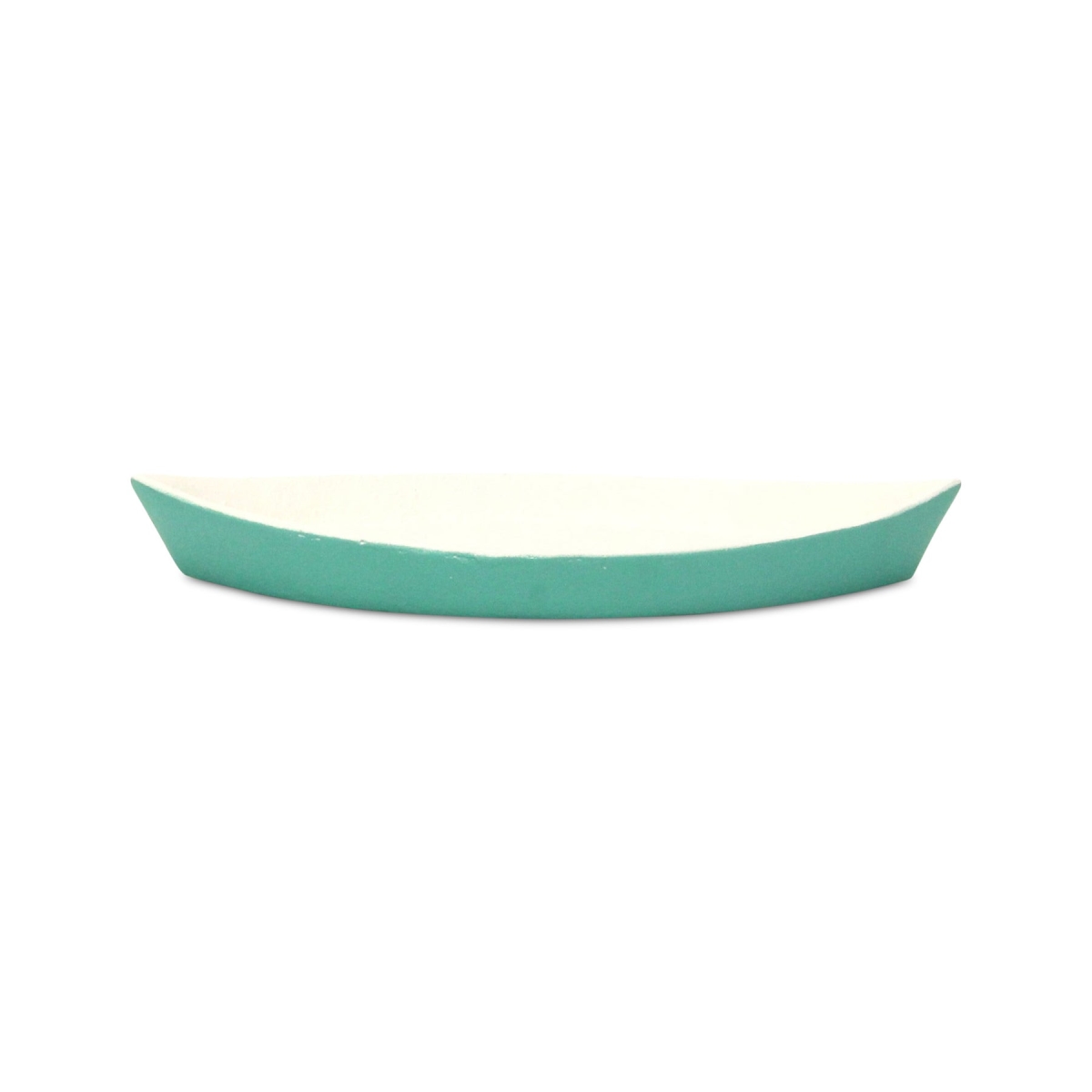 Picture of HomeRoots 634797 10 in. Aqua & White Cast Iron Oval Boat Shaped Tray