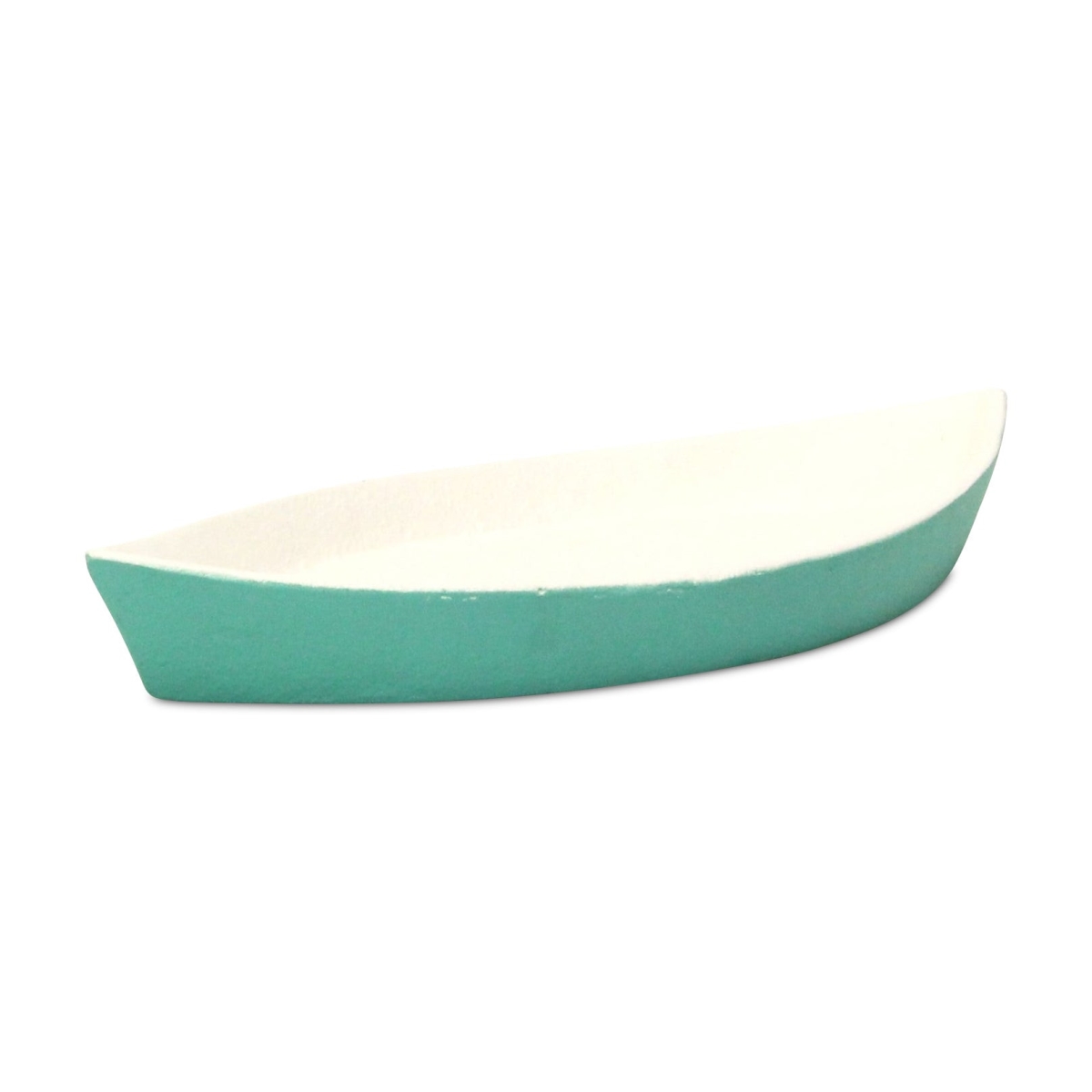 Picture of HomeRoots 634797 10 in. Aqua & White Cast Iron Oval Boat Shaped Tray