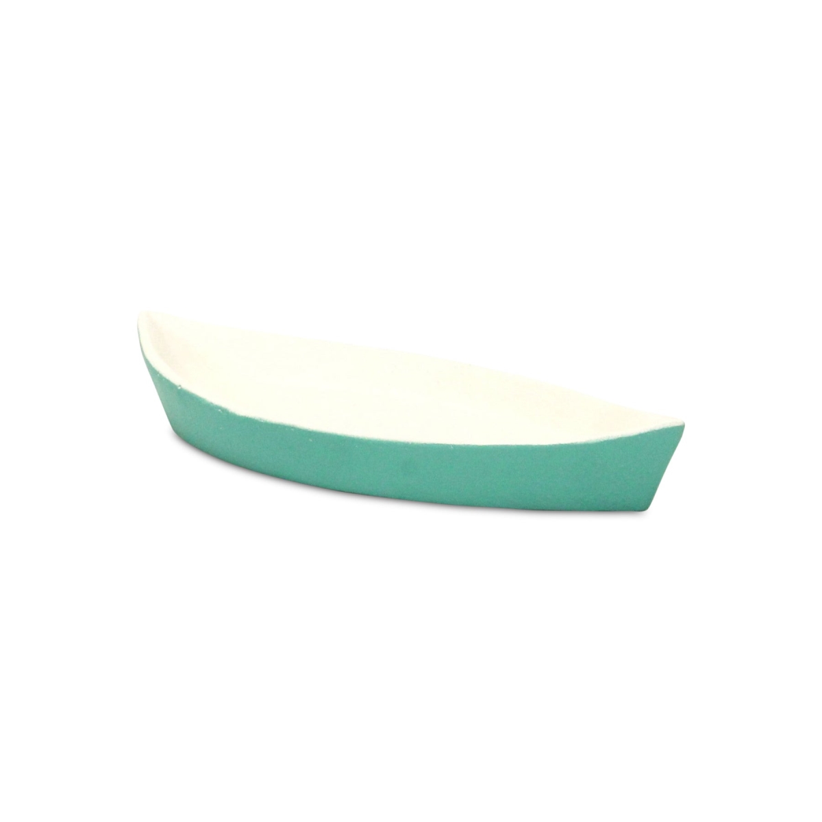 Picture of HomeRoots 634797 10 in. Aqua & White Cast Iron Oval Boat Shaped Tray
