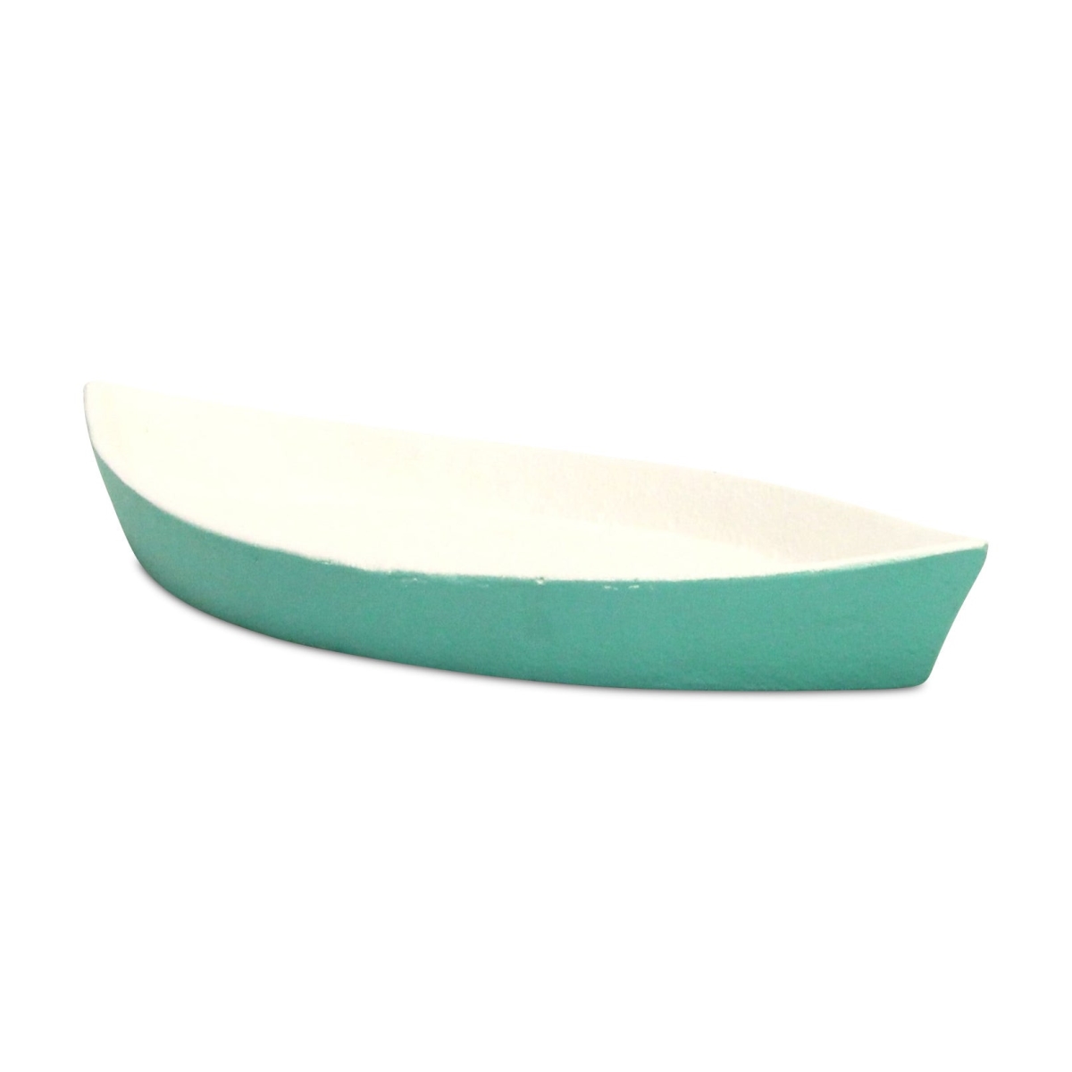Picture of HomeRoots 634797 10 in. Aqua & White Cast Iron Oval Boat Shaped Tray