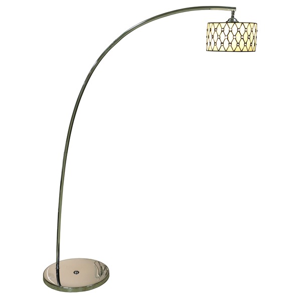 320505 Annaliese 1 Light Off-white 64 In. Chrome Tiffany-style Floor Lamp