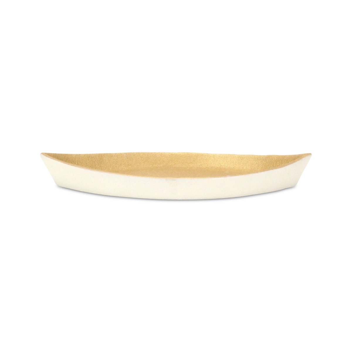 Picture of HomeRoots 634798 10 in. Gold & Off White Cast Iron Oval Boat Shaped Tray