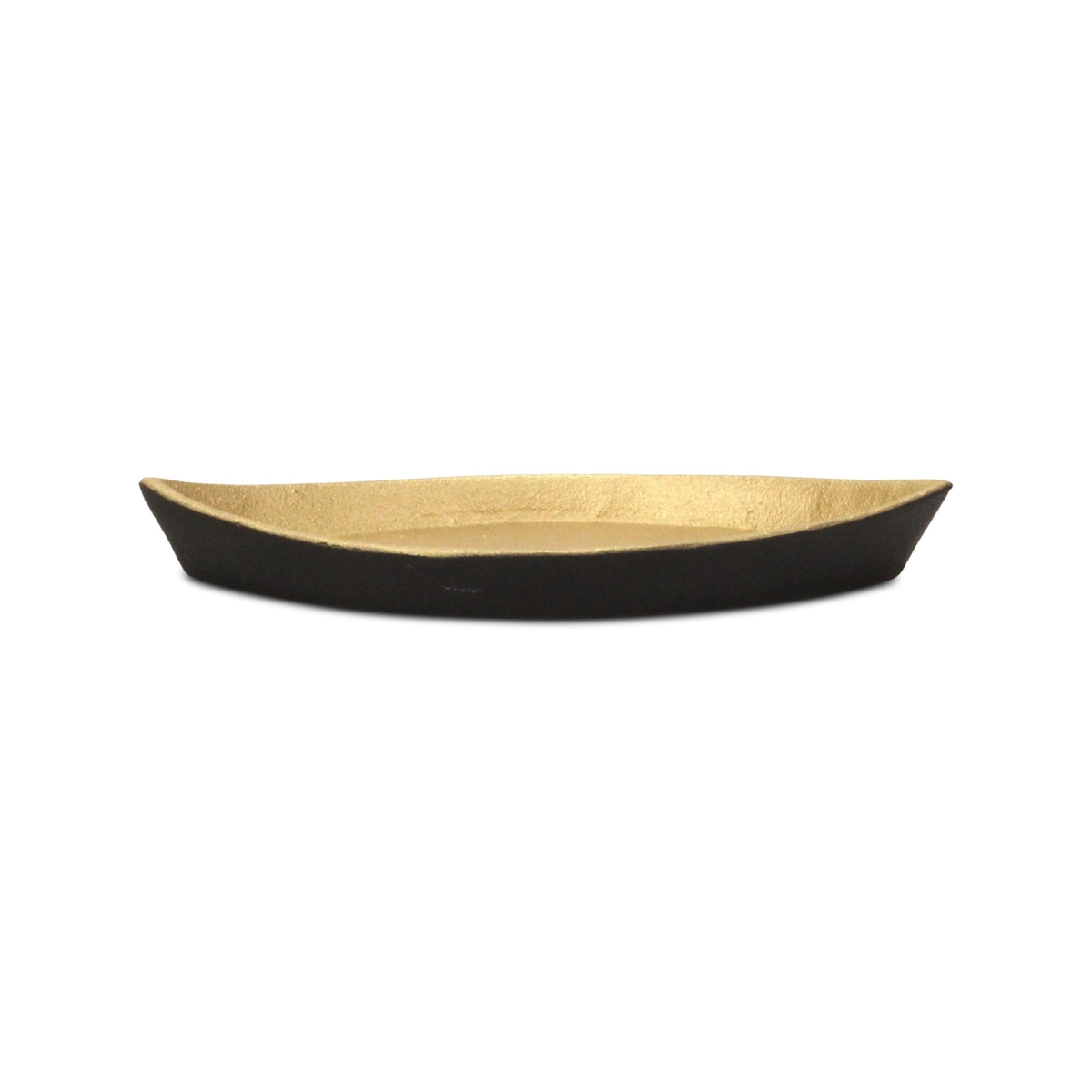 Picture of HomeRoots 634796 10 in. Black & Gold Cast Iron Oval Boat Shaped Tray