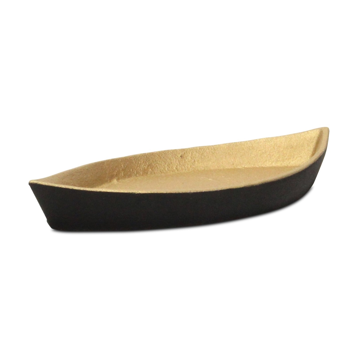 Picture of HomeRoots 634796 10 in. Black & Gold Cast Iron Oval Boat Shaped Tray
