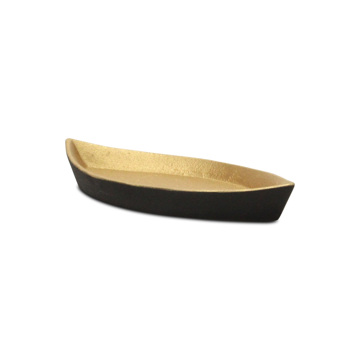 Picture of HomeRoots 634796 10 in. Black & Gold Cast Iron Oval Boat Shaped Tray